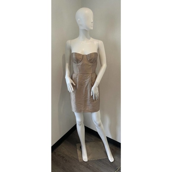 Jill Stuart Collection Dress Women's Beige Silk Bustier Cocktail Dress Size 6 - Picture 7 of 10